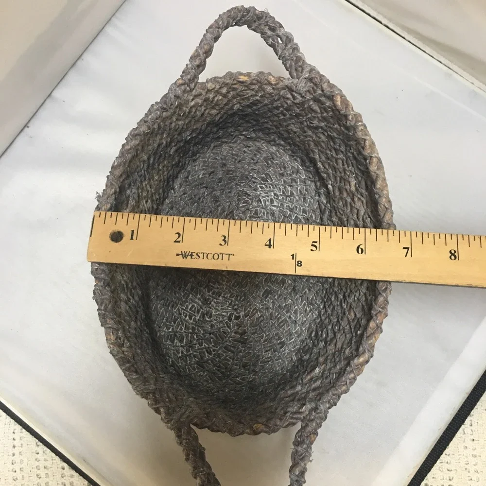 Woven Seagrass Rope Basket Home Decor Small Gray Oval Storage Beach Coastal